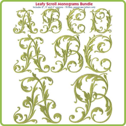 Leafy Scroll Monogram Bundle - Includes BX file - Download